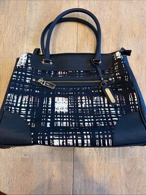 Jasper Conran Black Patterned Tote with Gold Accents.